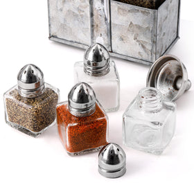 ZEAYEA glass cube body shaker with funnels for easy filling.