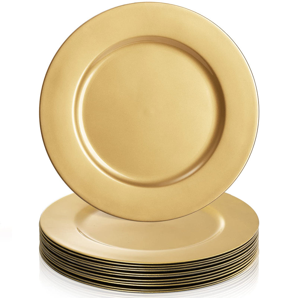 ZEAYEA gold charger plates 13-inch setup adds elegant table decor.