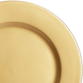 ZEAYEA gold charger plates on tabletops for festive celebrations.