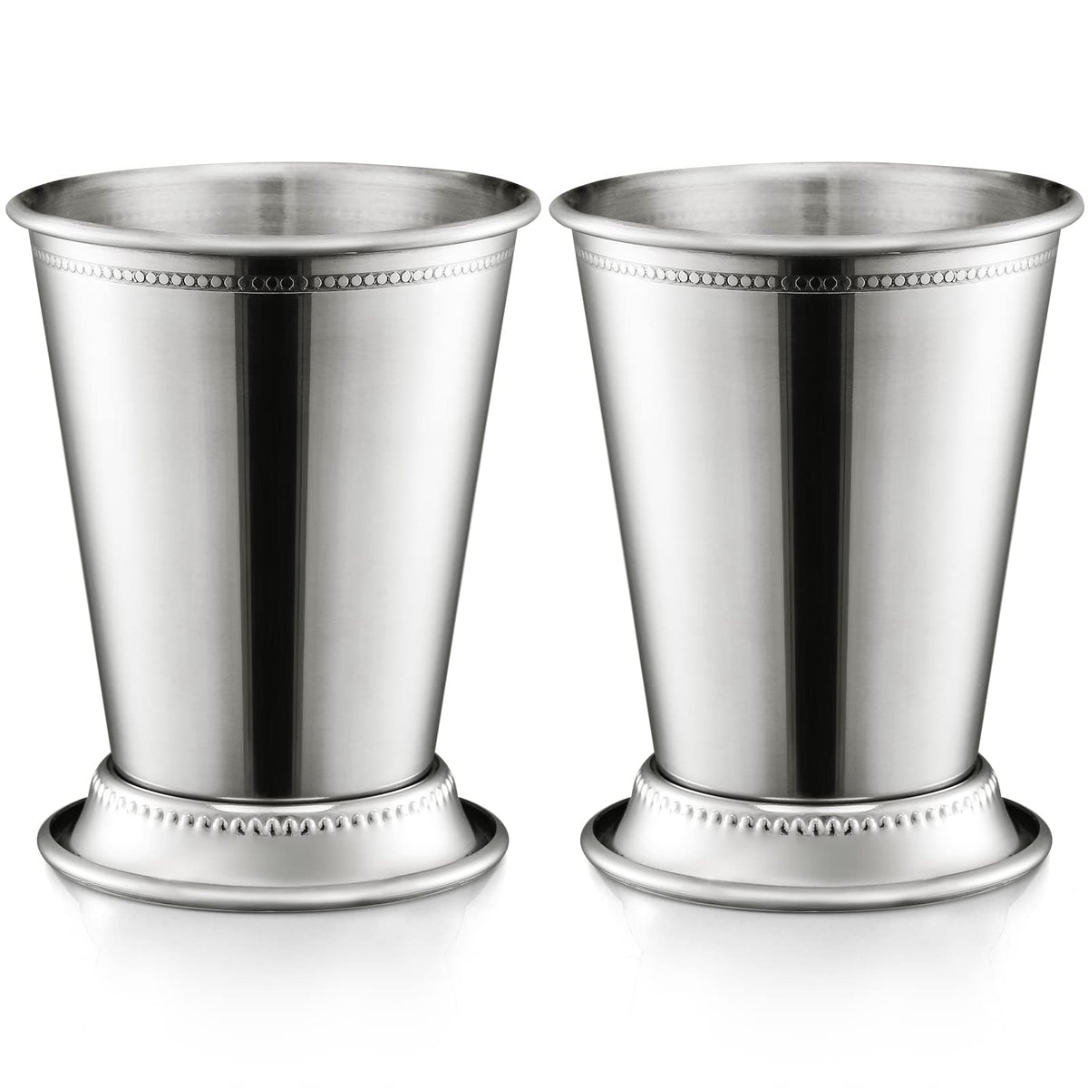 ZEAYEA mint julep cups set 12oz polished stainless for elegant entertaining.