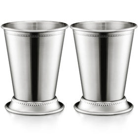 ZEAYEA mint julep cups set 12oz polished stainless for elegant entertaining.