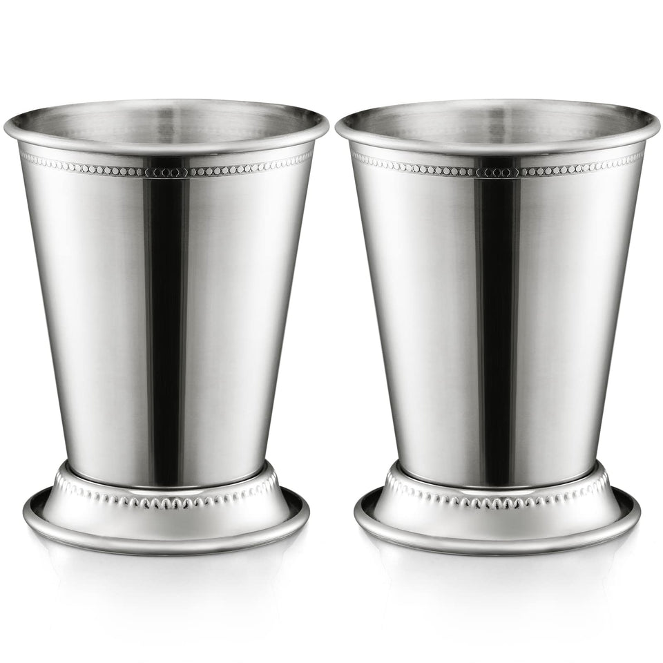 ZEAYEA mint julep cups set 12oz polished stainless for elegant entertaining.
