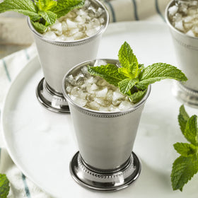 ZEAYEA silver-toned glassware with a polished finish catches the light.