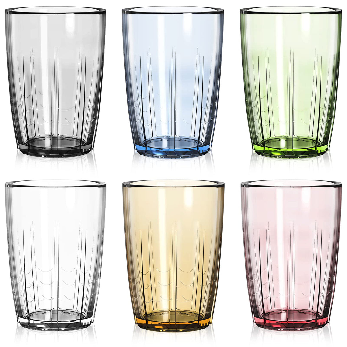 ZEAYEA six-color acrylic cups color-coded for family drinks and easy identification.