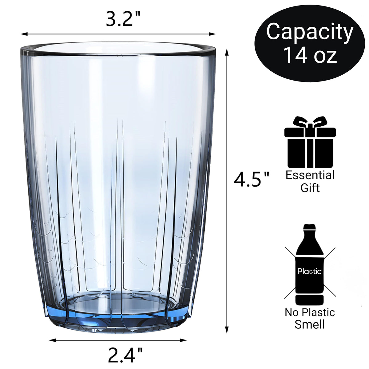ZEAYEA unbreakable 14 oz acrylic drinking glasses for everyday use.