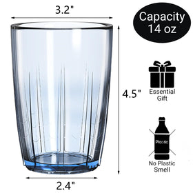 ZEAYEA unbreakable 14 oz acrylic drinking glasses for everyday use.