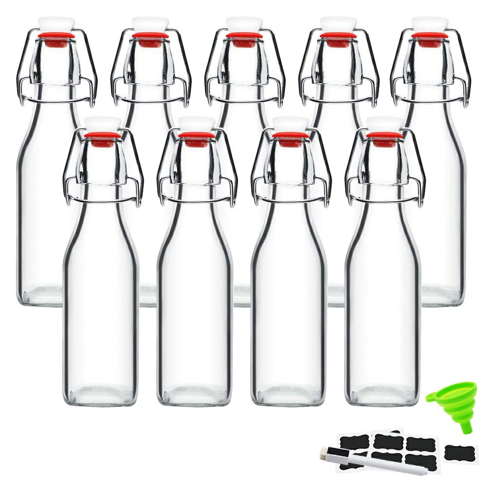 ZEBEIYU swing top bottle 8oz for airtight, fresh storage and easy pouring.
