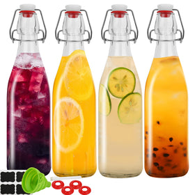 ZEBEIYU 32oz beer bottle with swing-top front view for home brewing.
