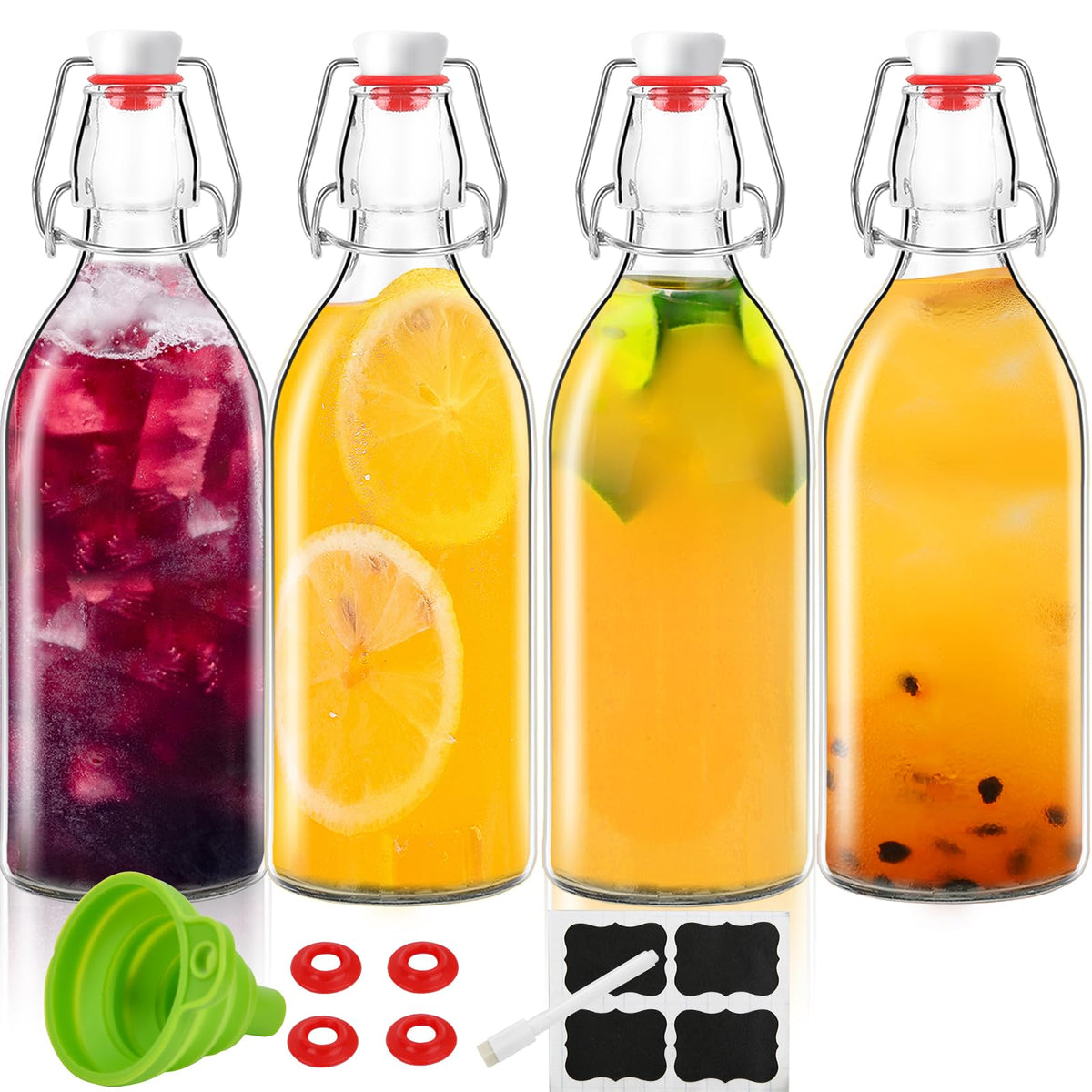 ZEBEIYU 32oz swing top bottle with airtight seal for fresh storage.