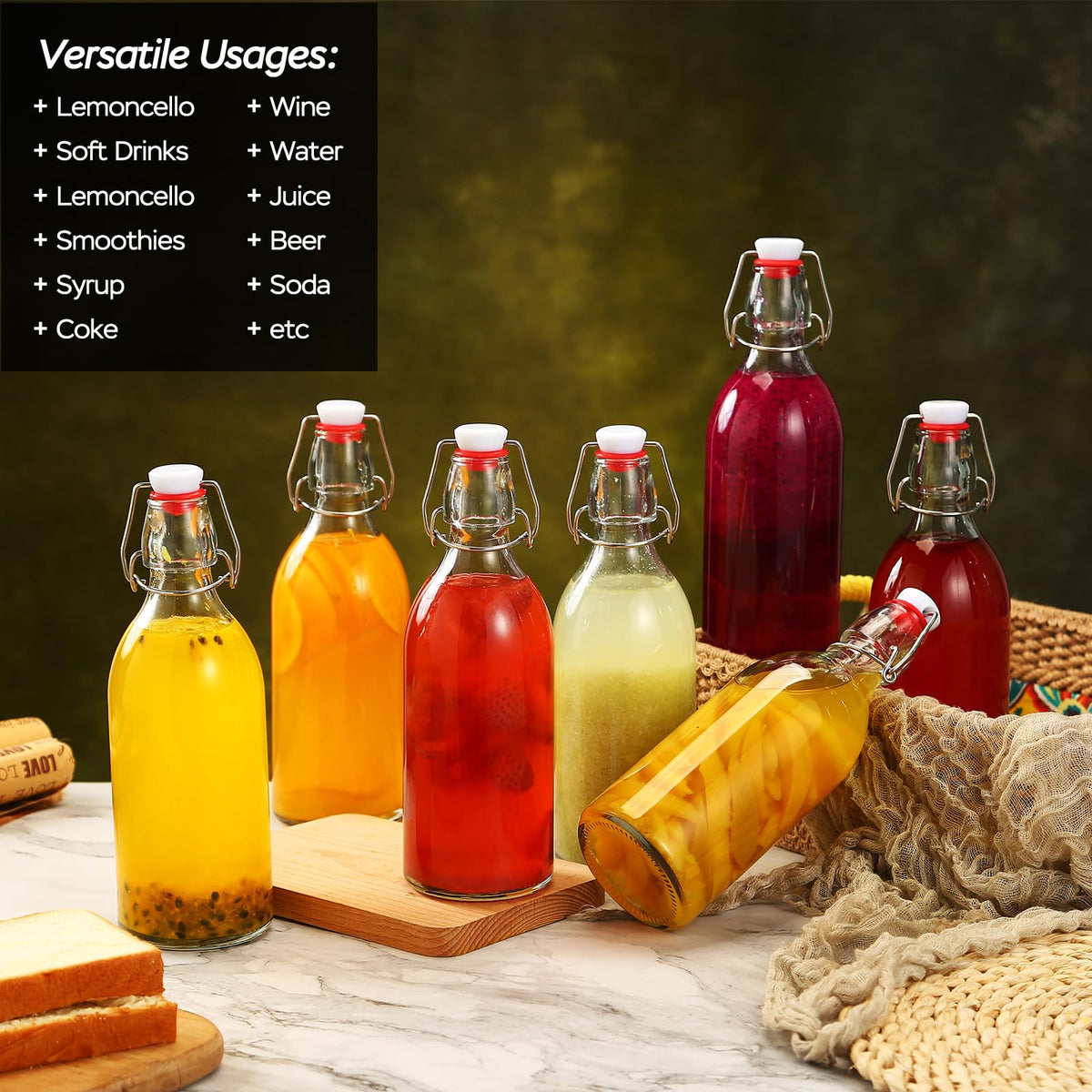 Beer brewing bottle 32oz by ZEBEIYU with secure lid.