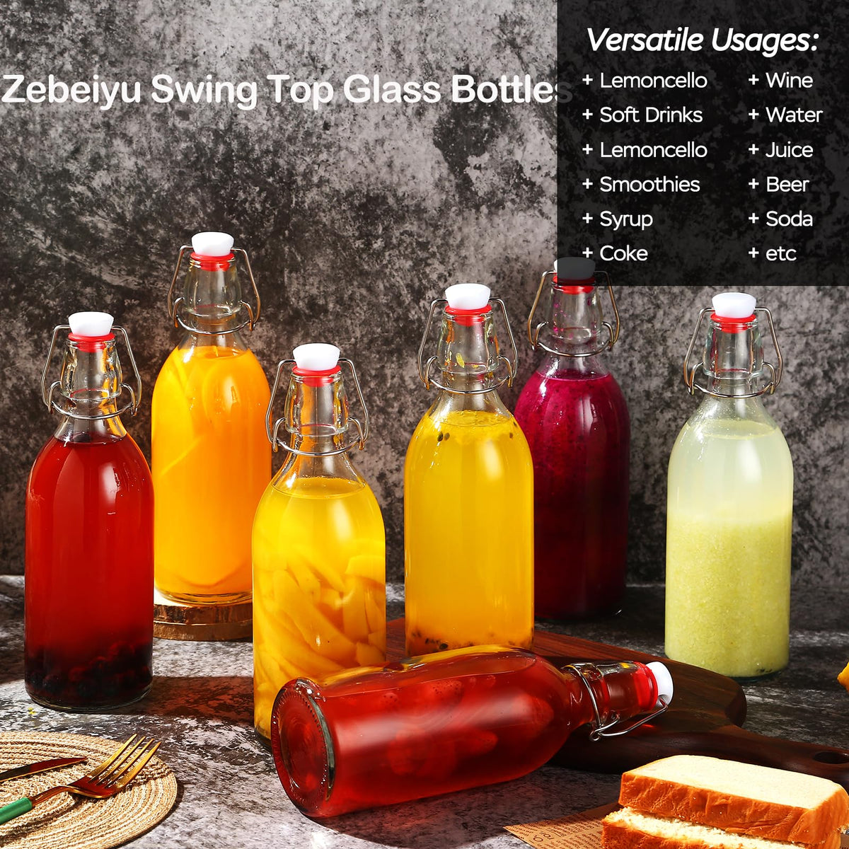 Dishwasher-safe glass bottle from ZEBEIYU for convenient cleaning.