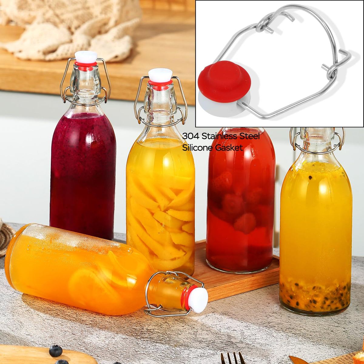 Includes extra labels and funnel for easy labeling and pouring.