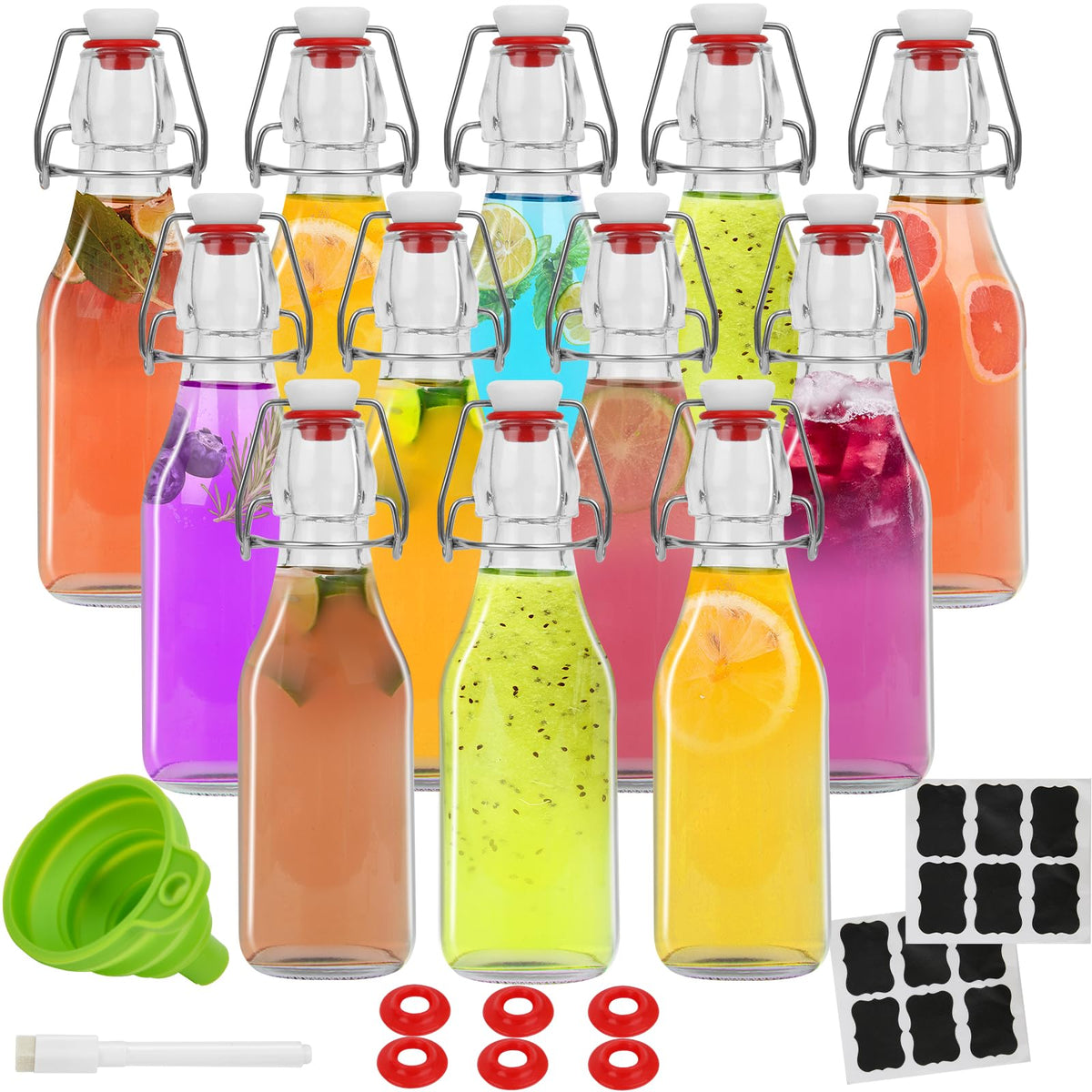 ZEBEIYU swing-top bottle close-up highlighting durable glass for fresh brews.