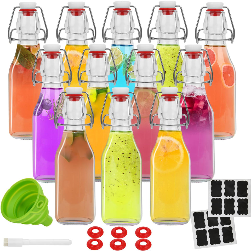 ZEBEIYU swing-top bottle close-up highlighting durable glass for fresh brews.