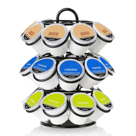 ZECENN coffee pod holder with a 360-degree rotating base for easy access to K cups.