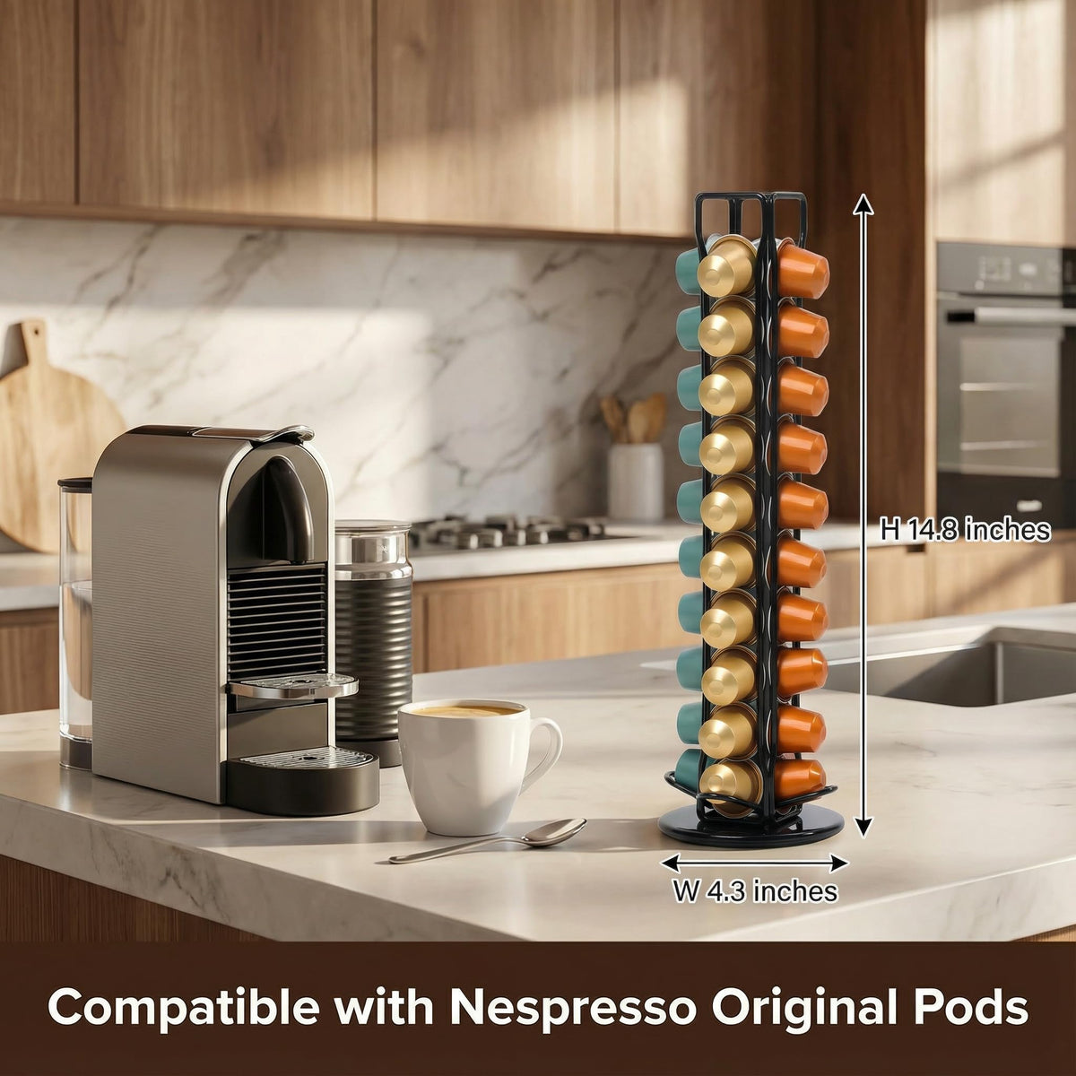 ZECENN counter top coffee station keeps pods organized and accessible.