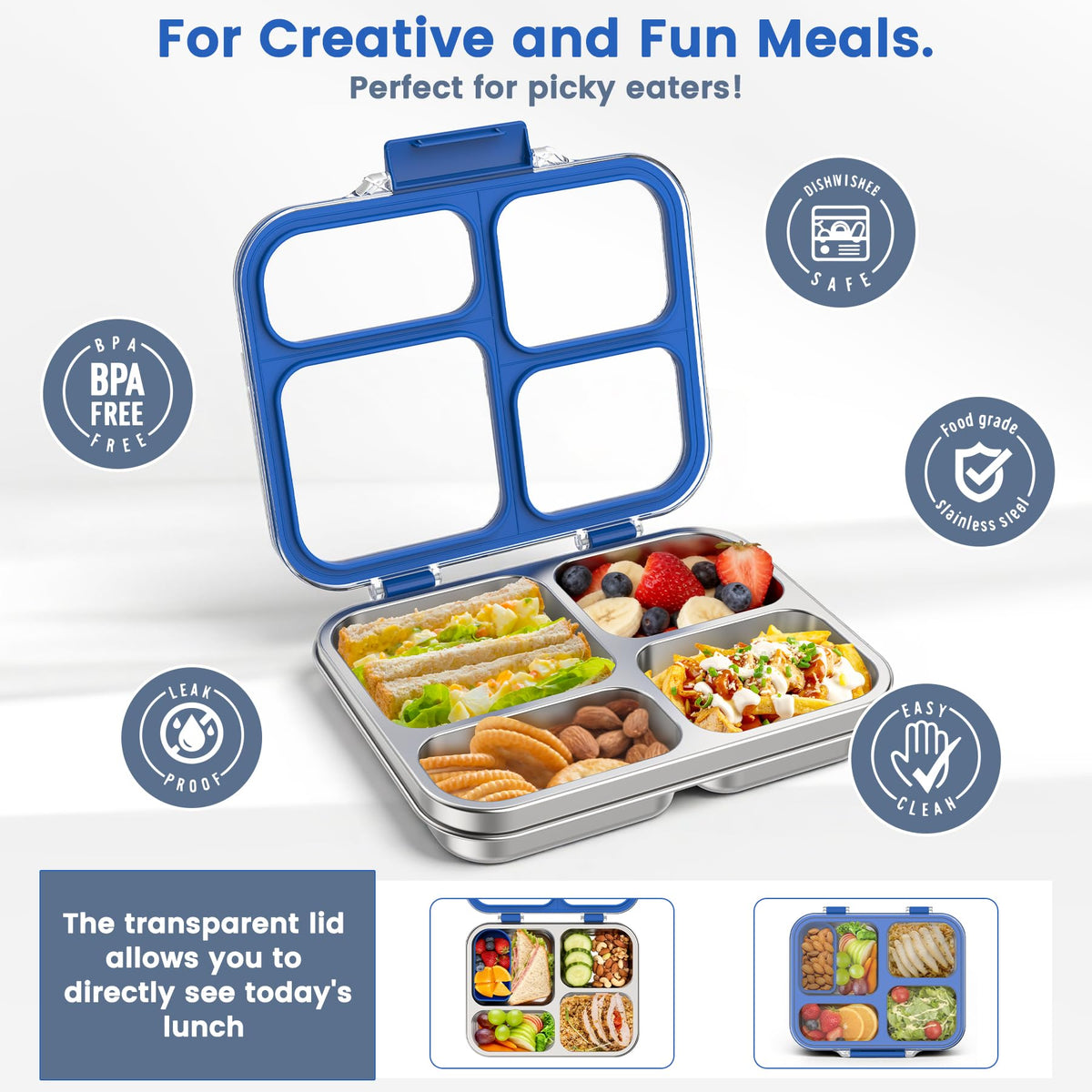 Zeekala stainless steel inner compartment for durable meal prep.