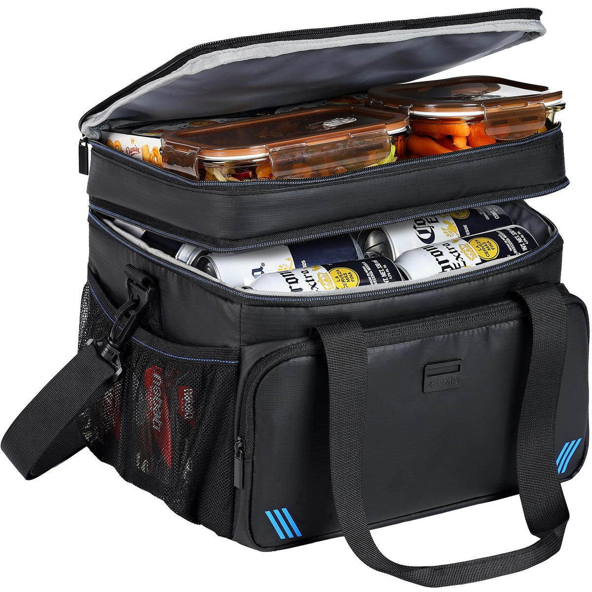 ZEEMO Soft Cooler Bag main compartment keeps meals organized and fresh for hours.