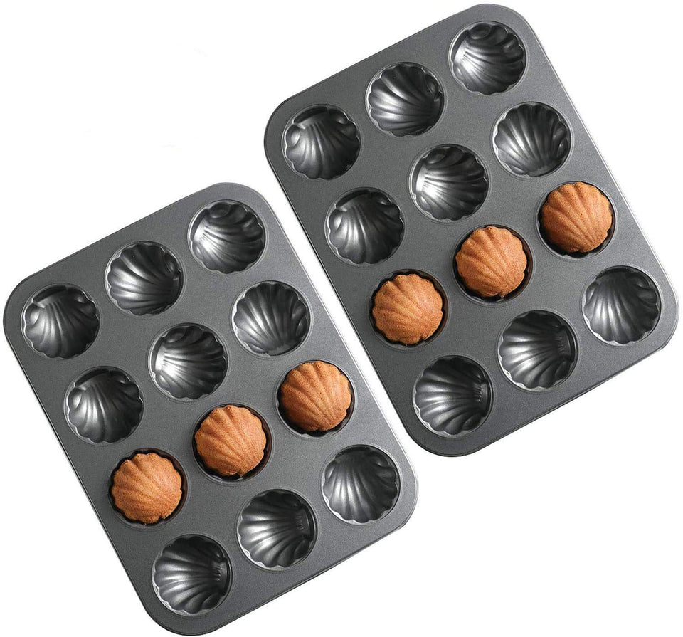 ZEENEEK mold cake pan with 12 cavities ready for even baking of madeleines.
