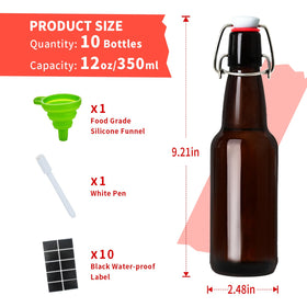 Zelomithe amber glass bottle with airtight seal, leak-proof for beverages.