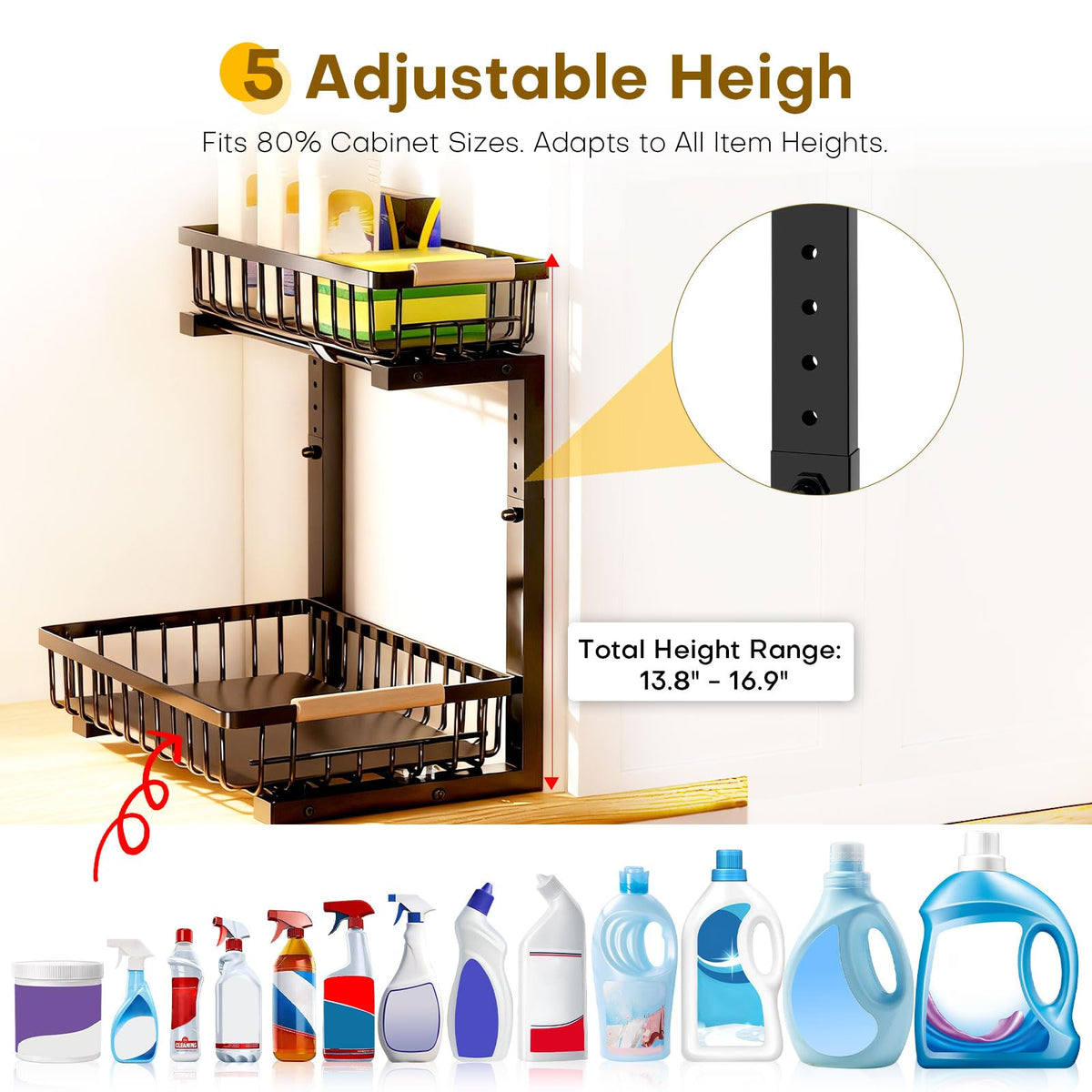 ZELOREA heavy-duty metal frame supports up to 50 lbs for storage.