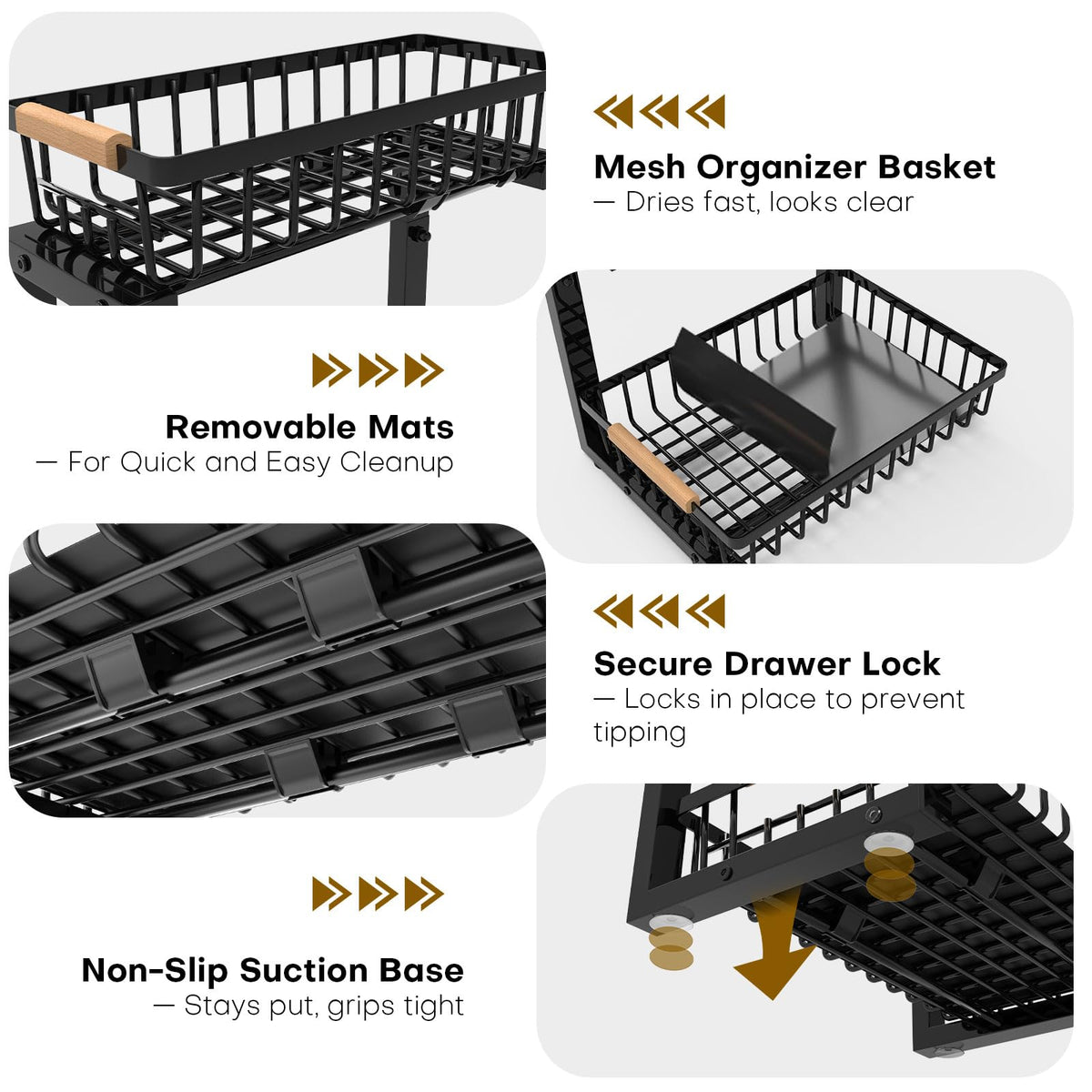ZELOREA 2-pack black organizers ready for installation.