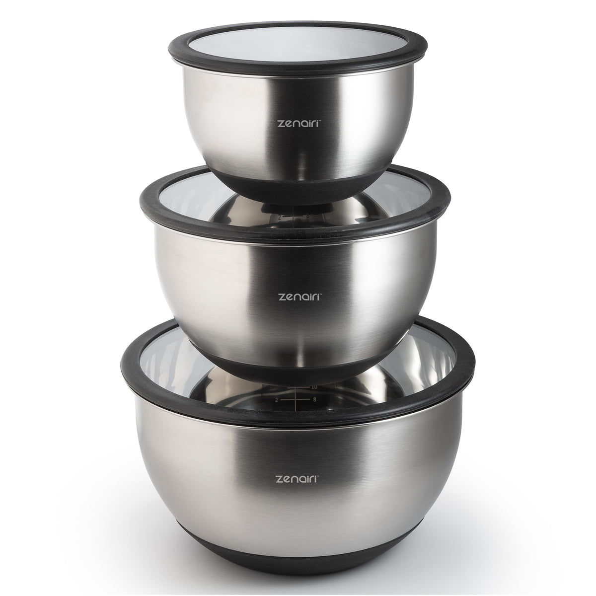 Zenairi premium stainless steel bowl with brushed exterior for durable prep.