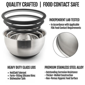 Zenairi tempered glass lid fits bowls and shows contents.