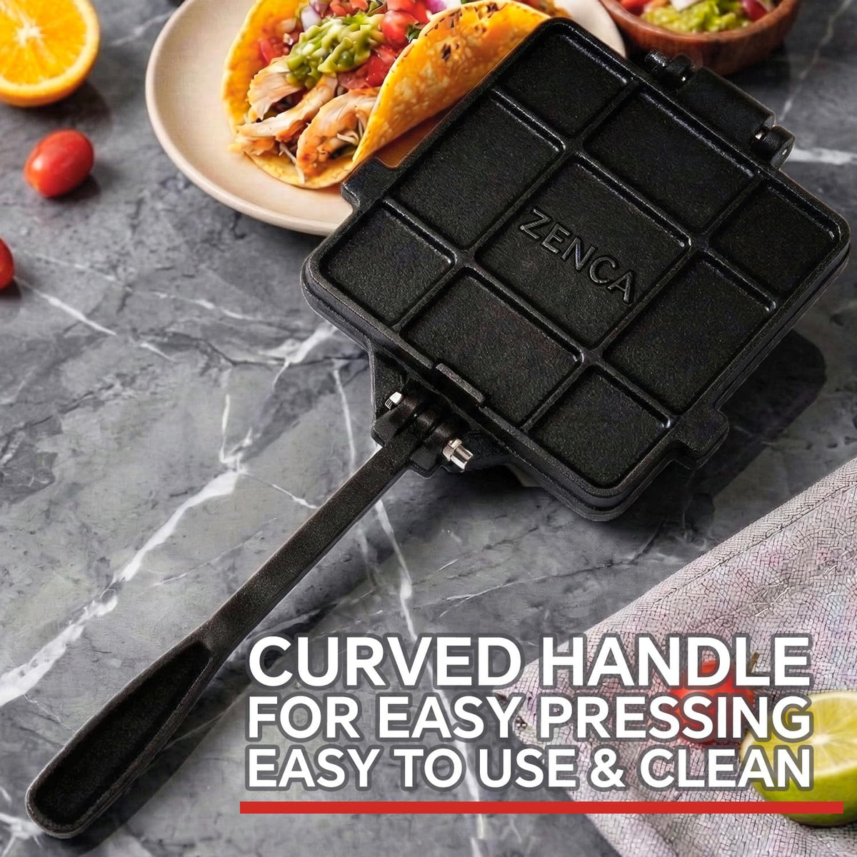 ZENCA pre-seasoned nonstick surface eases release over time.