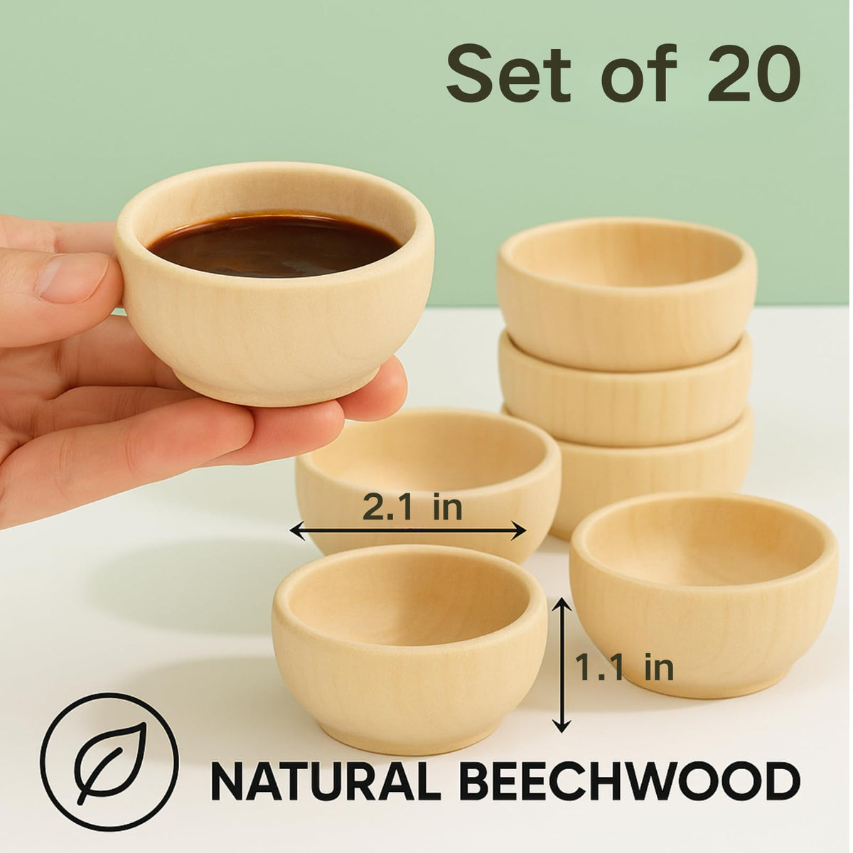 ZENFUN beechwood mini bowls set ideal for DIY crafts and tasting