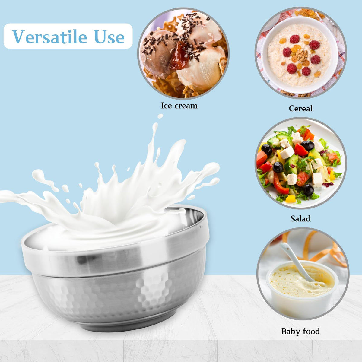 ZENFUN dishwasher-safe stainless bowl for easy cleanup