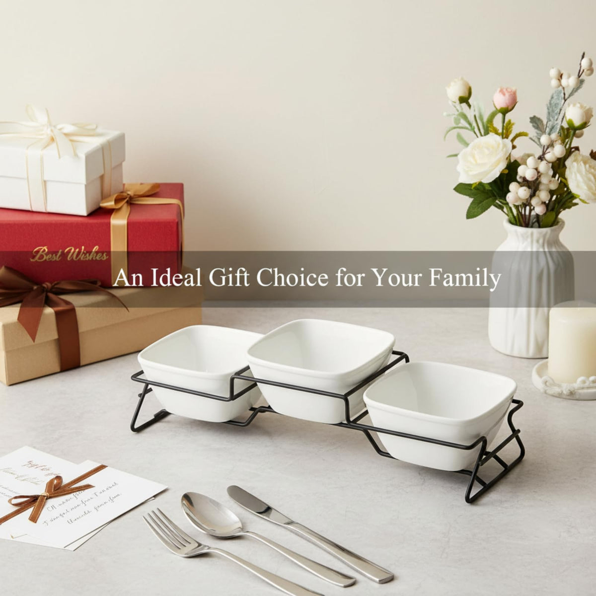 ZENFUN rack-held bowls showing neat display and easy guest access.