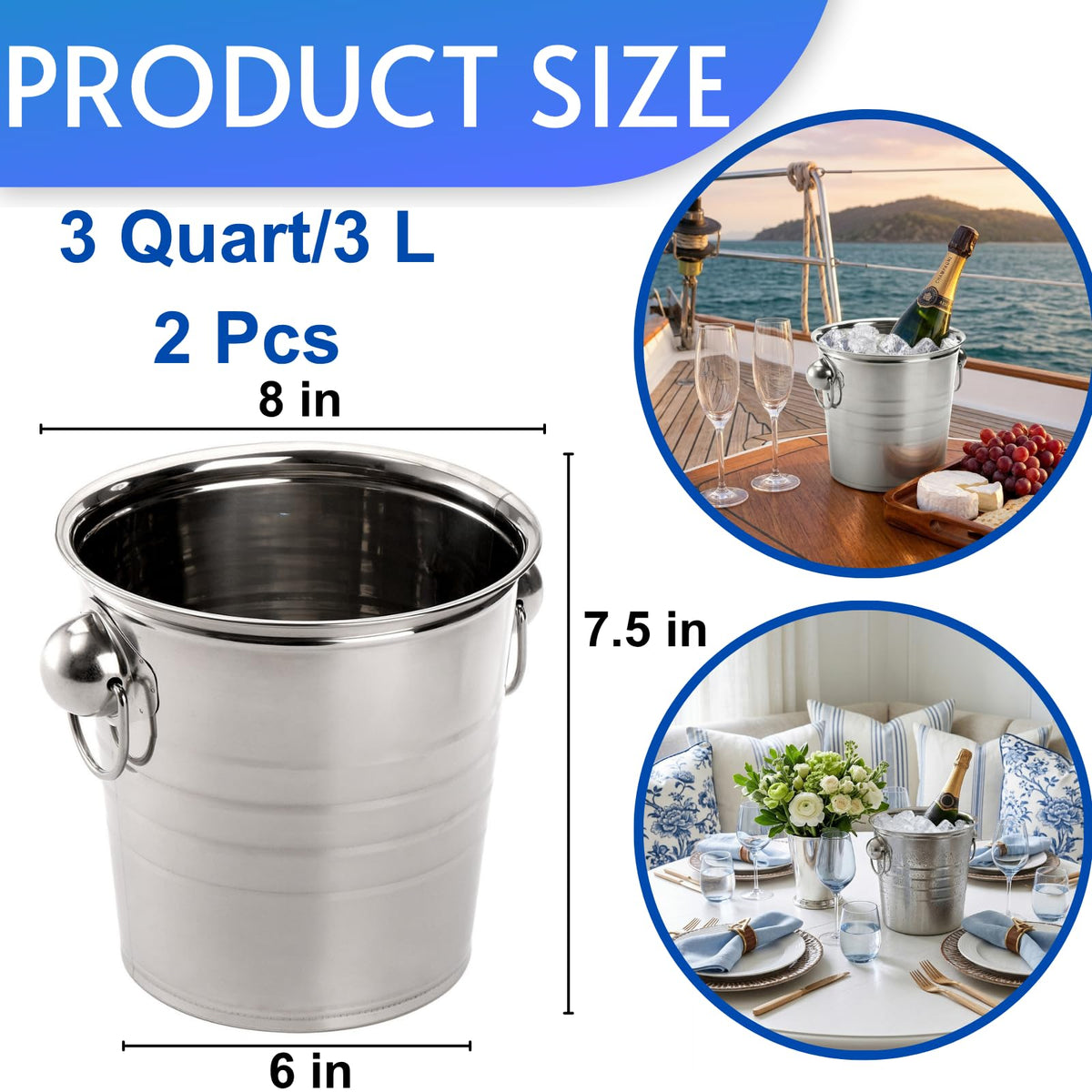 ZENFUN ice bucket handle close-up showing sturdy carry design.