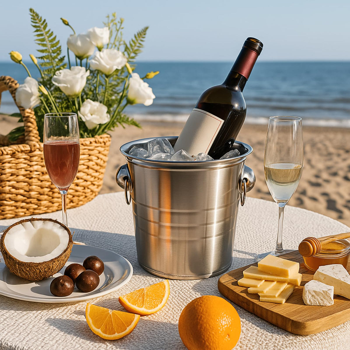 ZENFUN leak-proof ice bucket prevents spills while chilling beverages.
