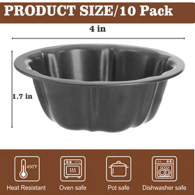 ZENFUN fluted tube pans side view showing 1.7 inch height for compact mini baking