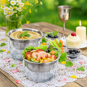 ZENFUN outdoor BBQ scene with two-pack serving bowls on ice.