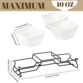 ZENFUN porcelain chip and dip bowls, 10 oz each, ideal for dips and snacks.