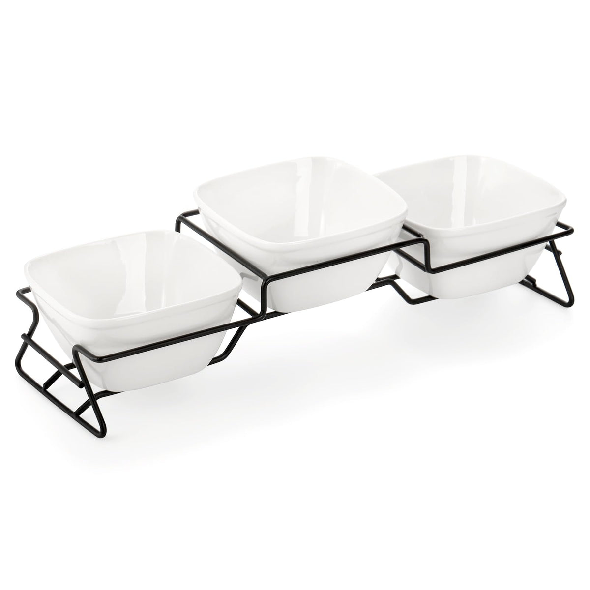 ZENFUN square bowl set with rack displaying 10 oz portions for appetizers.