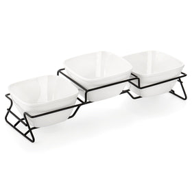 ZENFUN square bowl set with rack displaying 10 oz portions for appetizers.