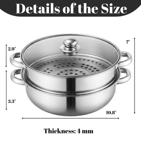 ZENFUN Steamer Pot glass lid vent, easy steam checks without heat loss.