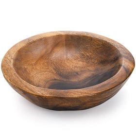 ZENFUN wooden bowl front view highlights walnut grain and natural charm for fruit display.