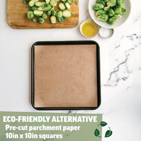 Zenlogy 10x10 square fits perfectly in pans for clean lining.