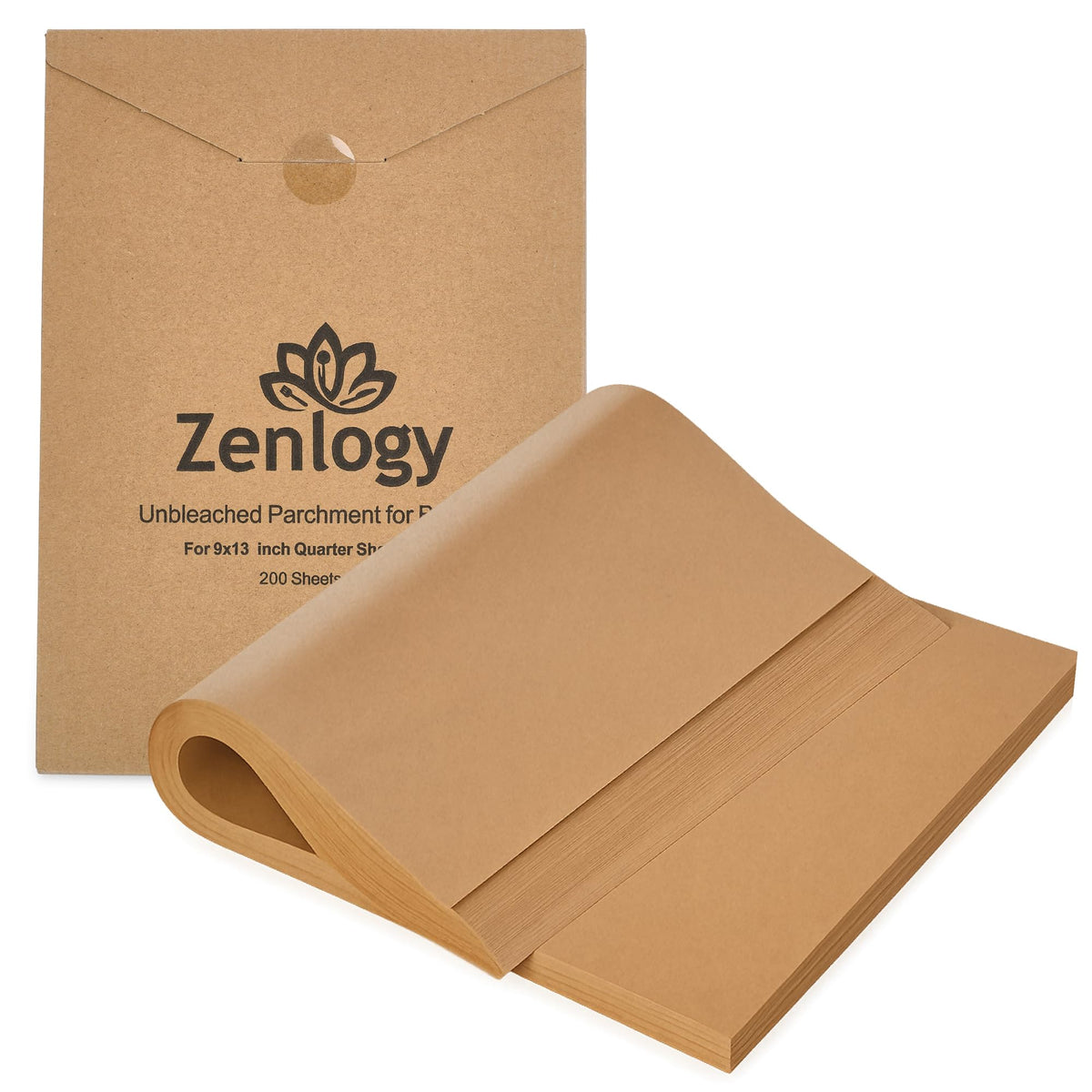 Zenlogy 9x13 pre-cut parchment sheets for quick, clean prep