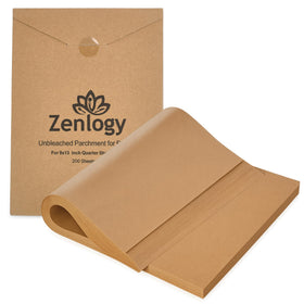 Zenlogy 9x13 pre-cut parchment sheets for quick, clean prep