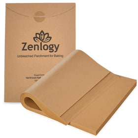Zenlogy parchment fits half-sheet pans for neat baking and easy handling.