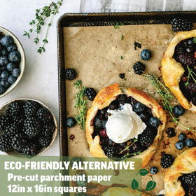 Zenlogy unbleached parchment for eco-friendly, residue-free baking.