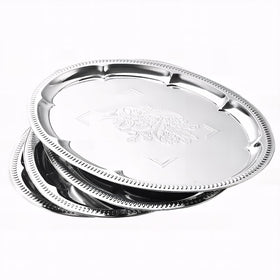 ZENOVLUX oval silver tray with floral engraving for an elegant party display.