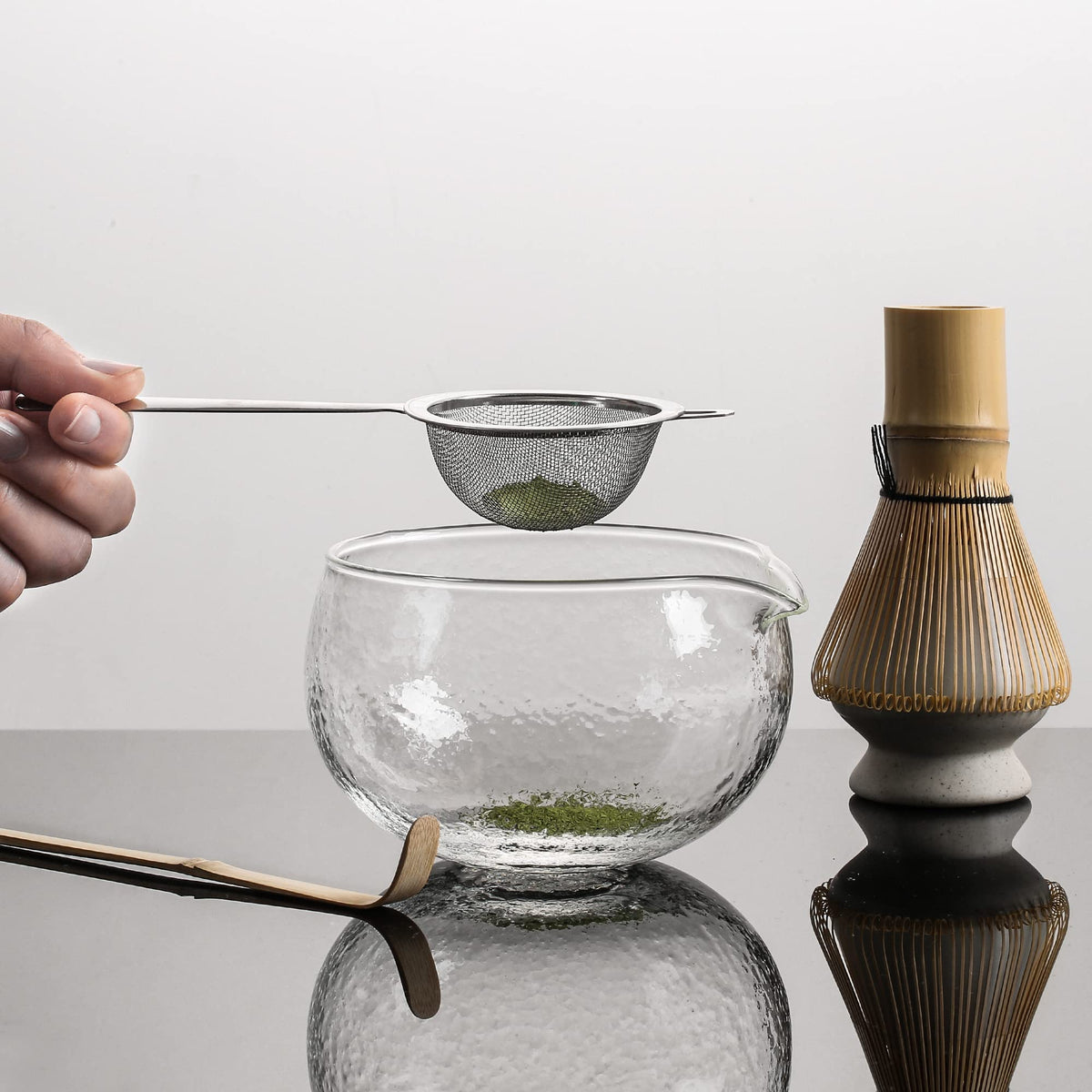 ZENRC textured glass bowl for whisking matcha with 400ml capacity