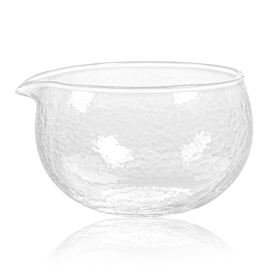 ZENRC textured glass matcha bowl pour spout for precise pouring during ceremonies