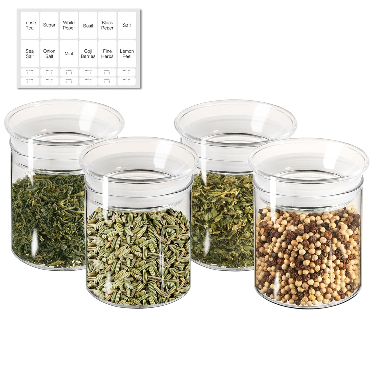 ZENS 10oz glass jar with airtight lid for fresh spices and tea